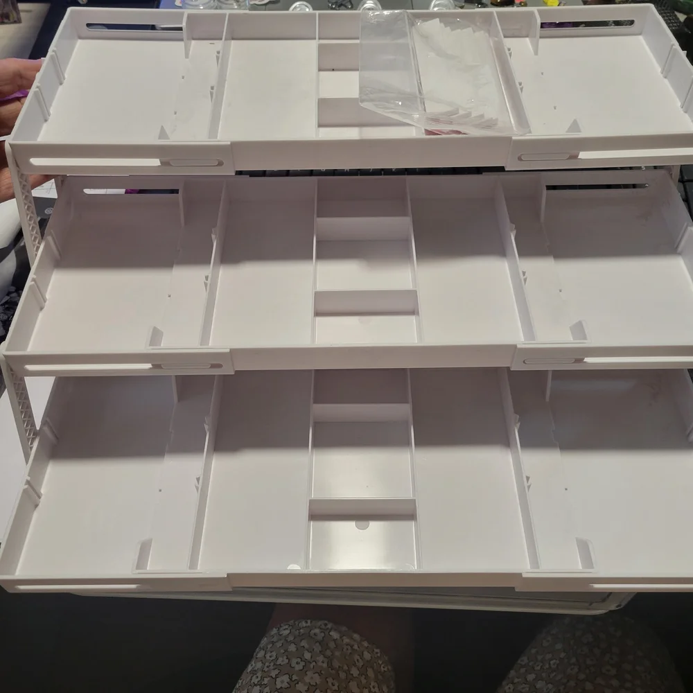White Multi-Tier Storage Organizer Expandable From 9 1/2 To 15 Inches